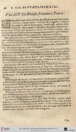 [Vitadel P. Gio Battista Fiammeri, Pittore – Vita di Giouanni Fiammingo, Architttore]