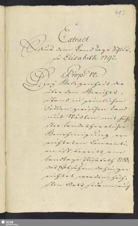 Bl. 493-495. Extract aus dem Landtags-Schlüsse Elisabeth 1792