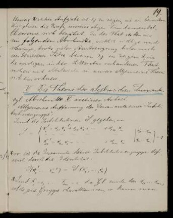 V Die Theorie der algebraischen Invarianten