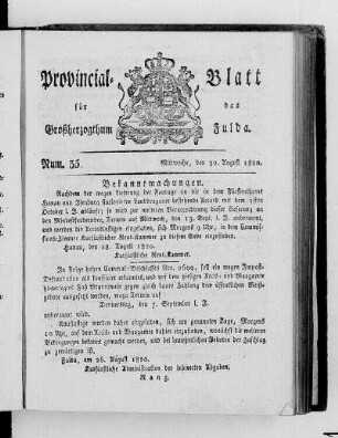 Num. 35, Ausgabe vom 30. August 1820