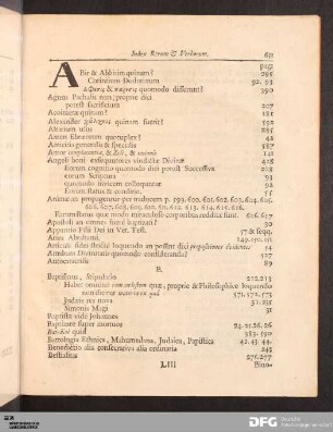 Index Rerum & Verborum.