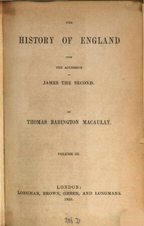 The history of England from the accession of James the Second. 3