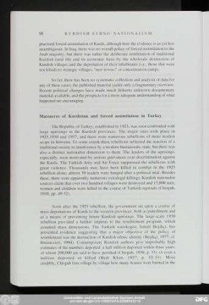Massacres of Kurdistan and forced assimilation in Turkey