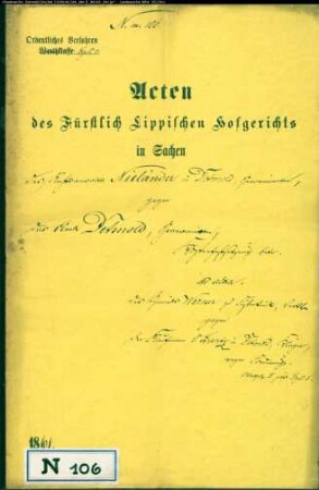 Nieländer, Rechtsanwalt in Detmold gegen Amt Detmold - Beschwerde in Sachen Schmied Werner in Fissenknick gegen Kaufmann C. Lantz in Detmold