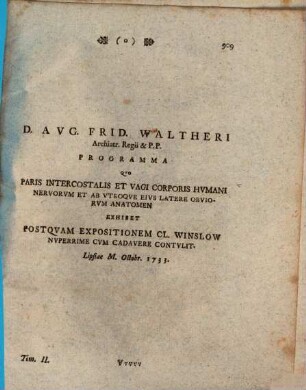 Programma quo paris intercostalis et vagi corporis humani nervorum et ab utroque eius latere obviorum anatomen exhibet