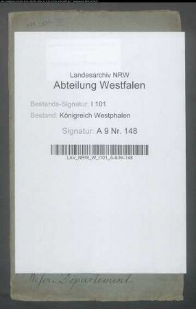 Weinkaufgelder, die von den im Königreich Westphalen wohnenden Eigenbehörigen der aufgehobenen Stifte gegenwärtig zu bezahlen sind, bes. des Domstifts Minden