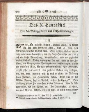 Das X. Hauptstück Von den Beweggründen und Nutzanwendungen.