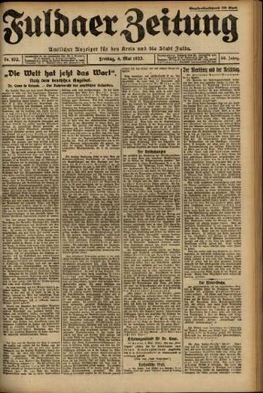 Ausgabe vom Freitag, den 04. Mai 1923.