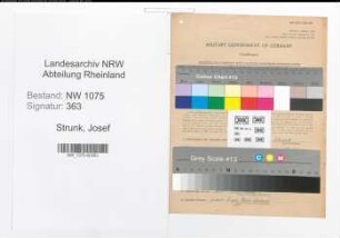Entnazifizierung Josef Strunk , geb. 25.05.1897 (Lehrer)