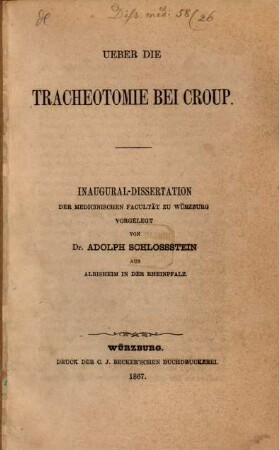 Ueber die Tracheotomie bei Croup