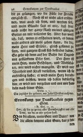 Erweckung zur Dankbarkeit gegen Gott. - Gebet bey lange anhaltenden Krankheiten.