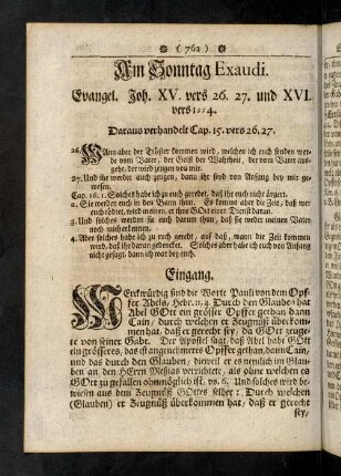 762-764, Evangelium; Eingang