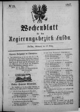 Nr. 25, Ausgabe vom 27. März 1867