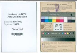 Entnazifizierung Karl Pieper , geb. 11.01.1885 (Architekt)