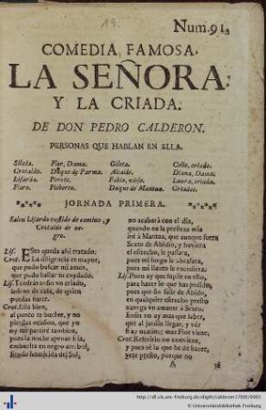 La señora y la criada : comedia famosa
