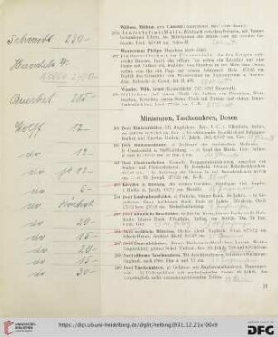 Miniaturen, Taschenuhren, Dosen (Nr. 260-278)