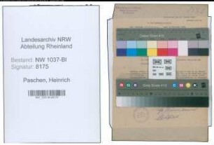 Entnazifizierung Heinrich Paschen , geb. 30.01.1910 (Maschinenmeister)