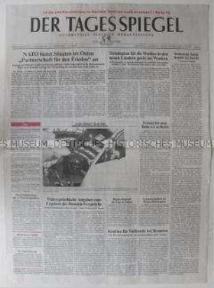 Fragment der Berliner Tageszeitung "Der Tagesspiegel" u.a. zur NATO-Tagung in Brüssel