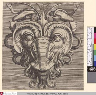 [Groteske Maske mit Hummer; Grotesque mask with a lobster]