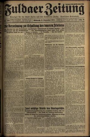 Erste Ausgabe vom Mittwoch, den 21. Dezember 1932.