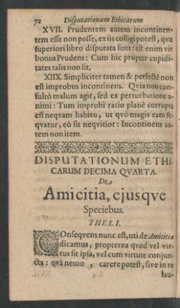 Disputationum Ethicarum Decima Quarta.