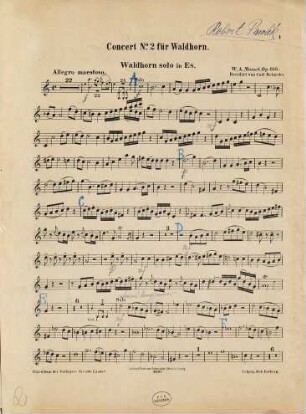 Concerte für Waldhorn : mit Begleitung d. Orchesters, No. 2. Op. 105: Es-Dur