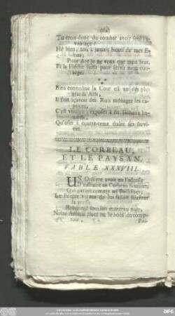 Le Corbeau, Et Le Paysan. Fable XXXVIII.