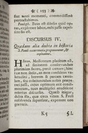 Discursus IV. Quœdam alia dubia in historia S. Pauli occurrentia proponuntur, & explicantur.