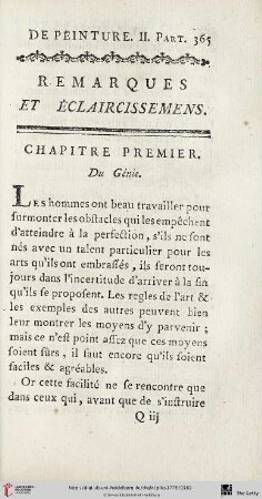 Chapitre premier: Du génie