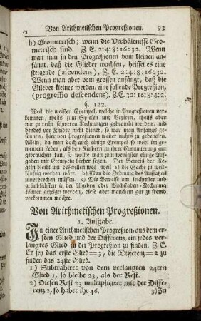 Von Arithmetischen Progreßionen.