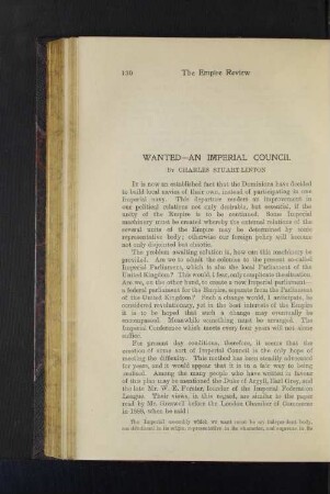 Wanted - An Imperial Council
