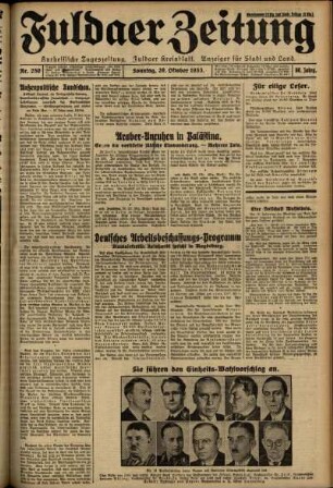 Erste Ausgabe vom Sonntag, den 29. Oktober 1933.