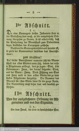 I. Abschnitt. [Ueber das Nummeriren beym Stellen]