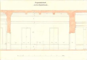 Gärtner, Friedrich von; Athen (Griechenland); Königliche Residenz (Athener Schloss) - Adjutanensaal (Längsschnitt)