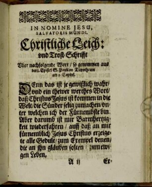 Christliche Leich: und Trost-Schrifft