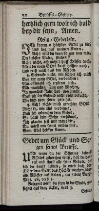 Gebet um Glück und Segen seines Beruffs.