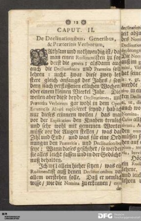 Caput. II. De Declinationibus, Generibus, & Præteritis Verborum.