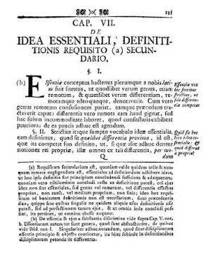 Cap. VII. De Idea Essentiali, Definititionis Requisito Secundario