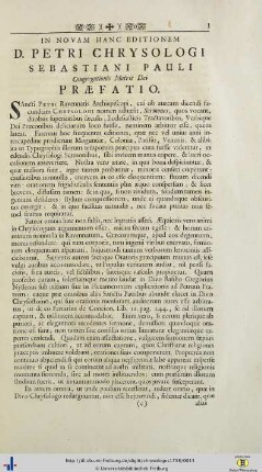 Praefatio; Censura Sermonum; Vitae S. Petri Chrysologi.