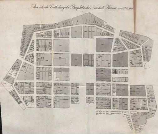 Plan über die Vertheilung der Bauplätze der Neustadt Hanau von 1597 bis 1648