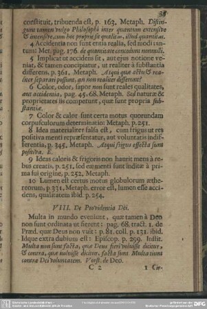 VIII. De Providentia Dei