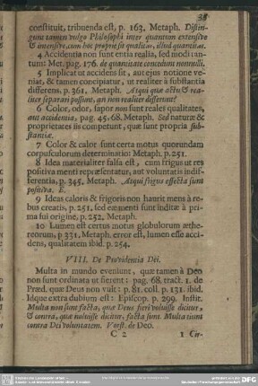 VIII. De Providentia Dei