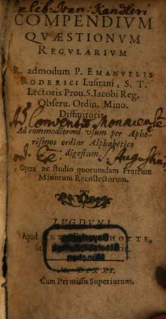 Compendium quaestionum regularium