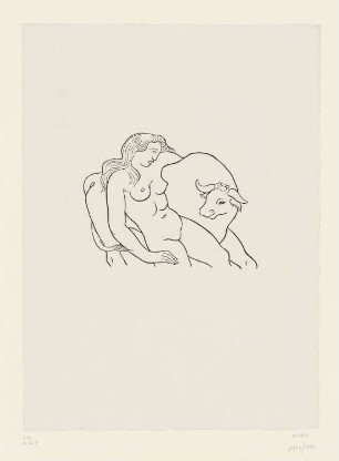 Pasiphae und der weiße Stier, aus: Ovid, "Kunst des Liebens", Lausanne 1935, S. 21