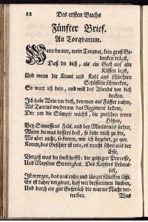 Des ersten Buchs Fünfter Brief.