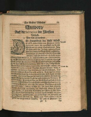 Antwort/ Auff die Salvation der Fünfften Ursach.