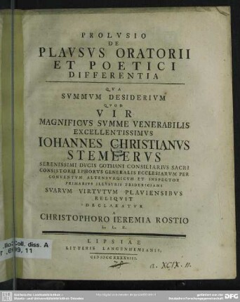 Prolusio De Plausus Oratorii Et Poetici Differentia
