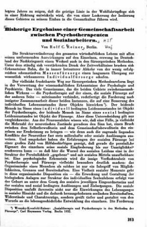 Bisherige Ergebnisse einer Gemeinschaftsarbeit zwischen Psychotherapeuten und Sozialarbeitern