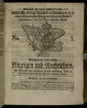 No. 3. Montags, den 21ten Januarii 1760.
