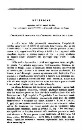 315-330, Relazione: L'impulsività criminale nell'indigeno Mussulmano Libico